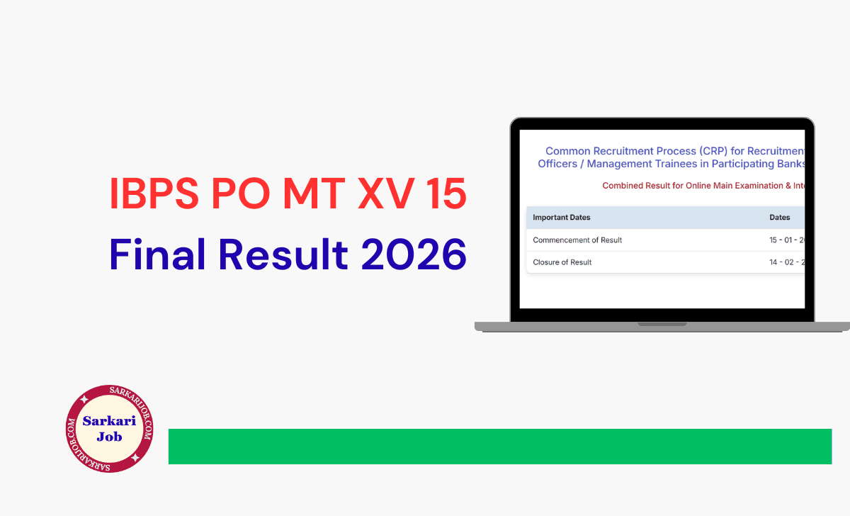 IBPS PO MT XV 15 Final Result 2026