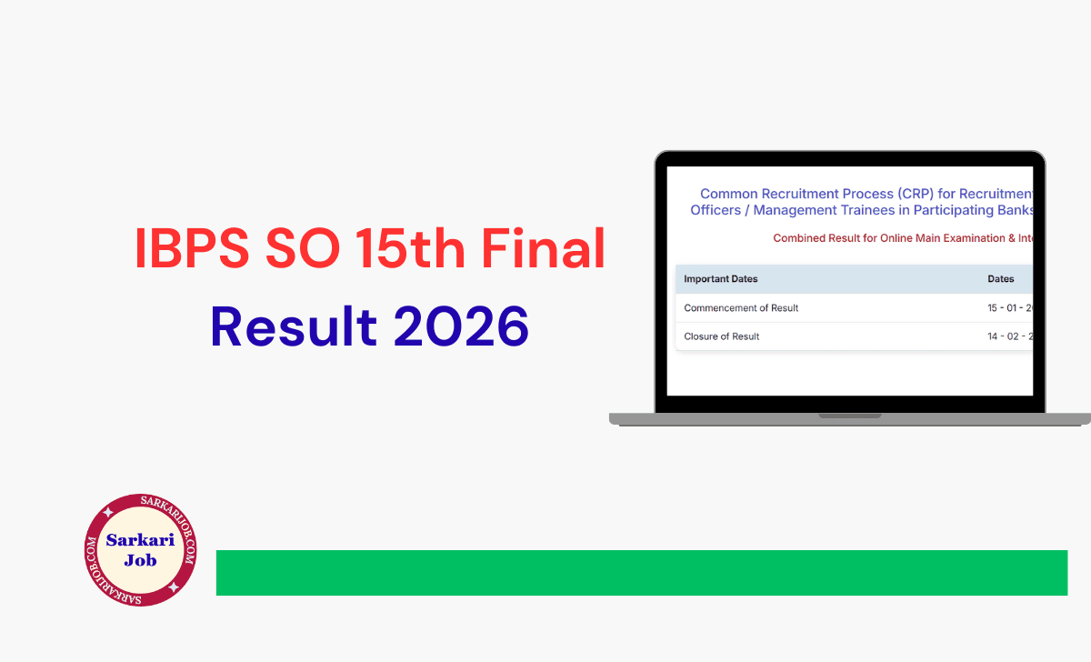 IBPS SO 15th Final Result 2026