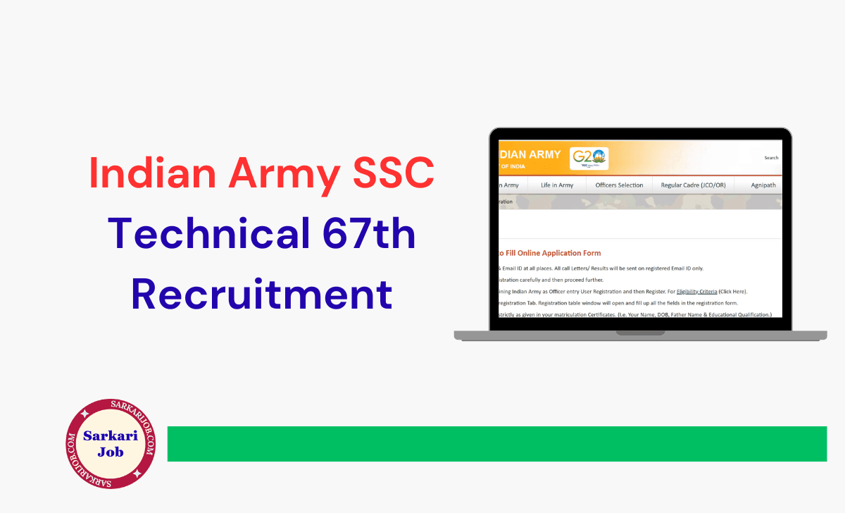 Indian Army SSC Technical 67th Men Recruitment 2026