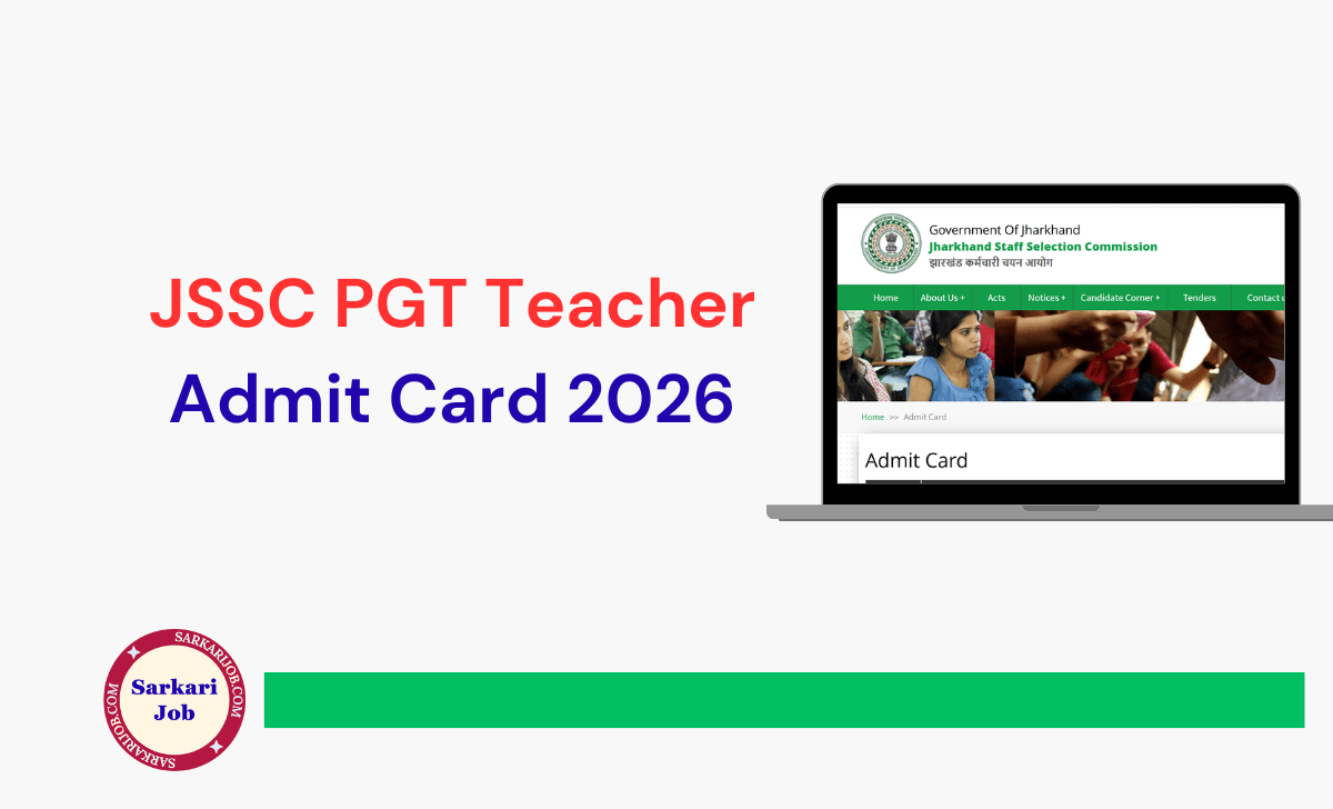 JSSC PGT Teacher Admit Card 2026