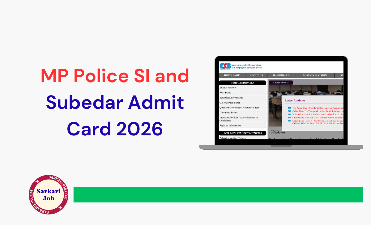 MP Police SI and Subedar Admit Card 2026