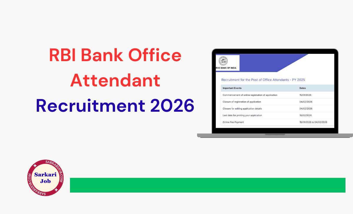RBI Office Attendant Recruitment Online Form 2026