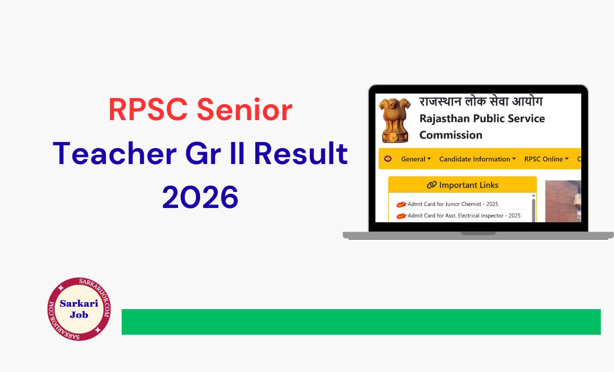 RPSC Senior Teacher Gr II Result 2026 notification details