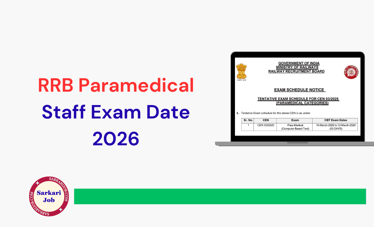RRB Paramedical Staff Exam Date 2026