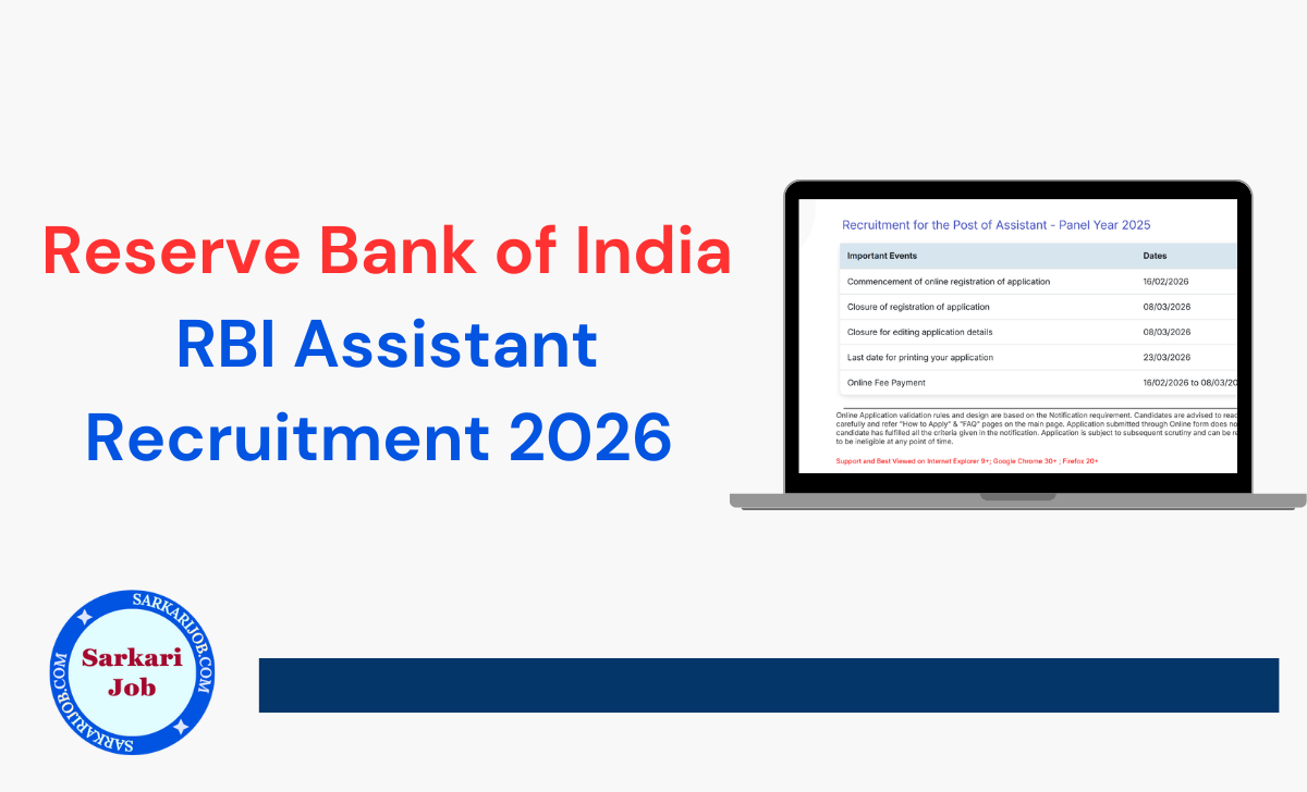Reserve Bank of India (RBI) Assistant Recruitment 2026 notification details