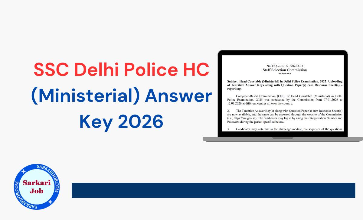 SSC Delhi Police HC (Ministerial) Answer Key 2026 notification details