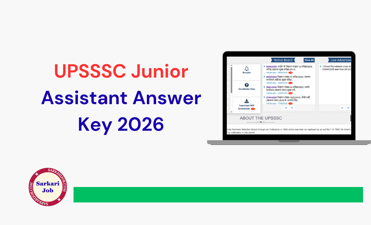 UPSSSC Junior Assistant Answer Key 2026 notification details