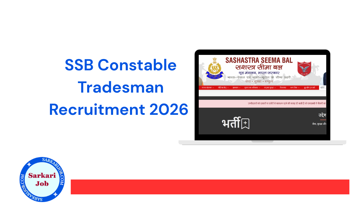 SSB Constable Tradesman Recruitment 2026 - Apply Online for 827 Posts notification details