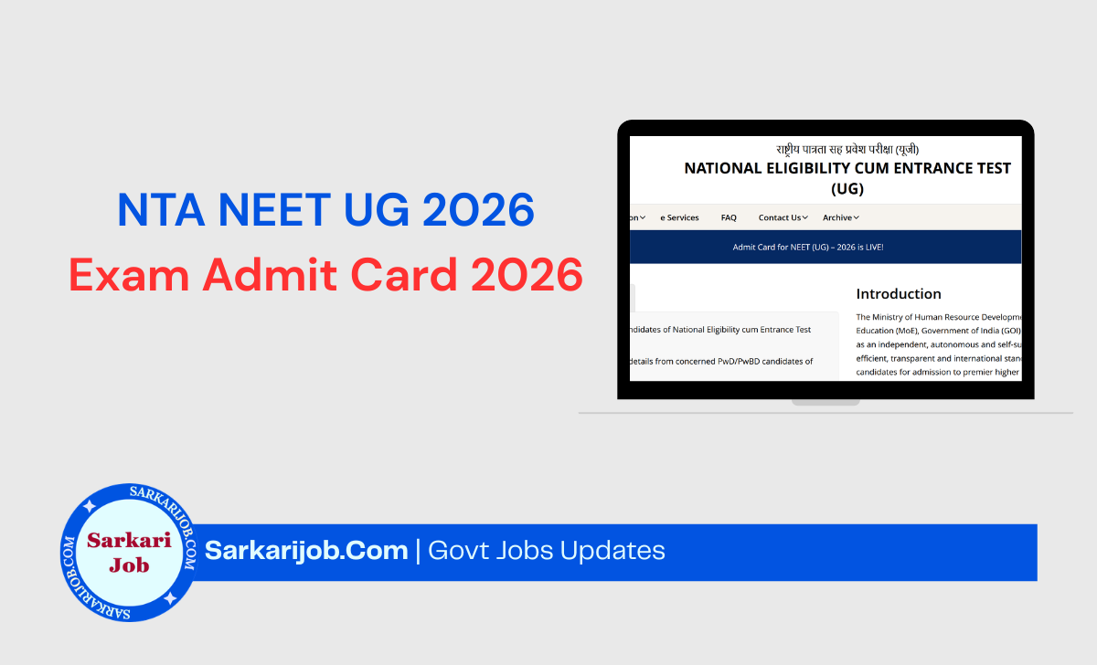 NTA NEET UG Exam Admit Card 2026 notification details