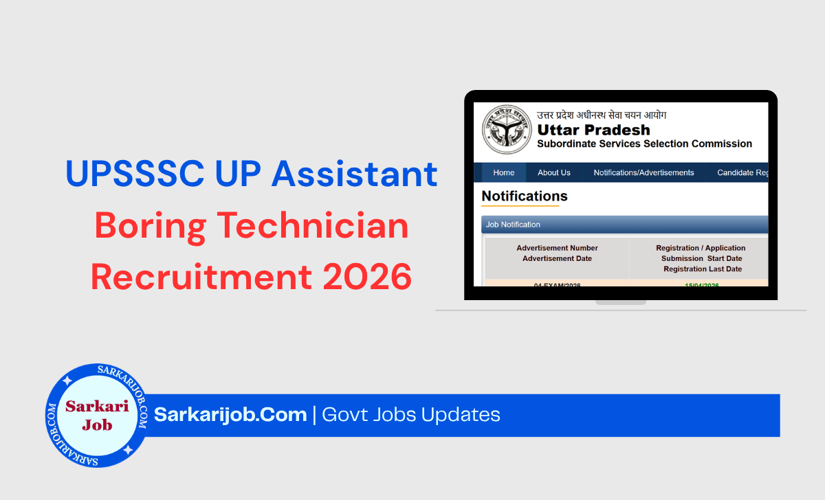 UPSSSC Assistant Boring Technician Recruitment 2026 notification details