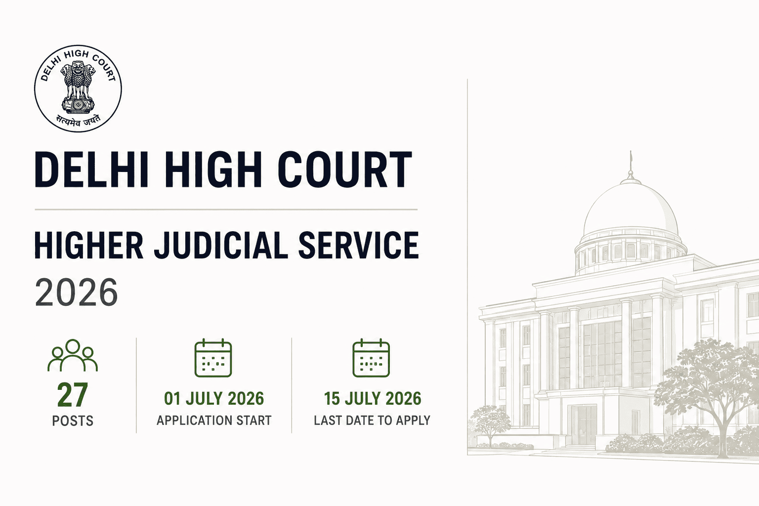 Delhi High Court Higher Judicial Service HJS Online Form 2026 notification details