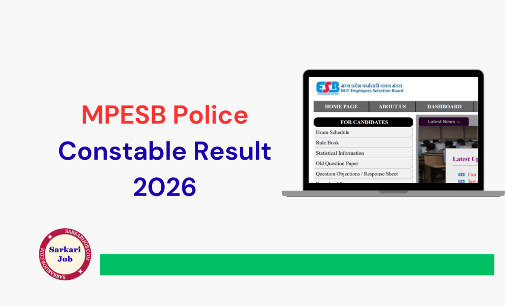 MPESB Police Constable Result 2026 notification details