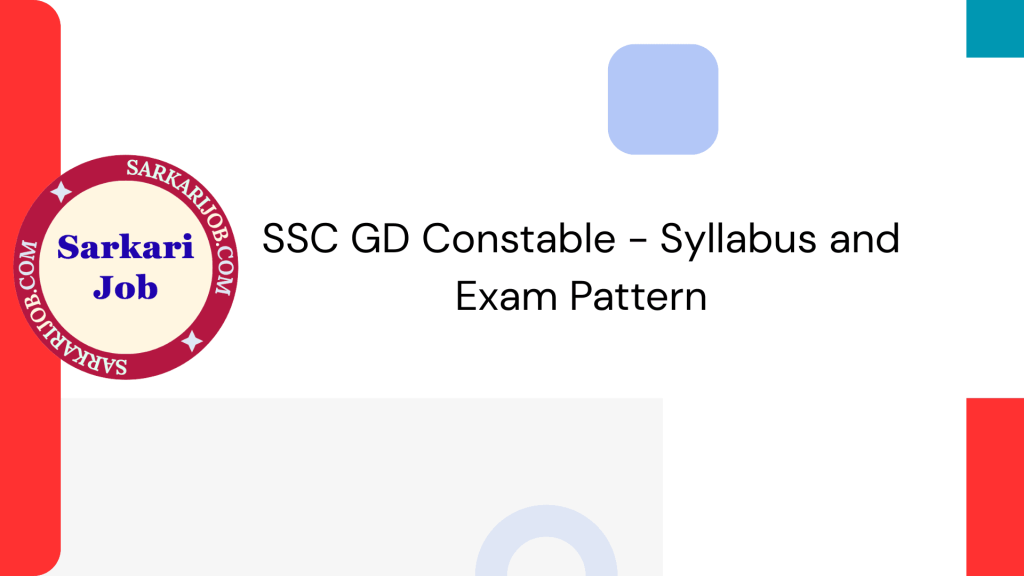 SSC GD Constable – Syllabus and Exam Pattern 2026 notification details