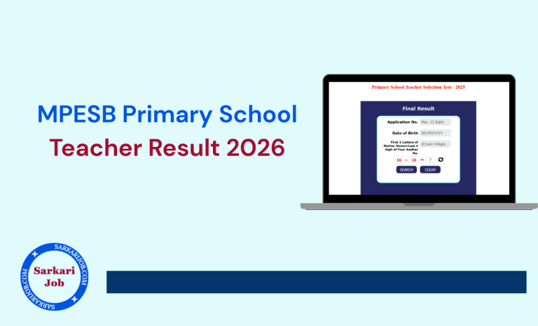 MPESB Primary School Teacher PSTST Result 2026