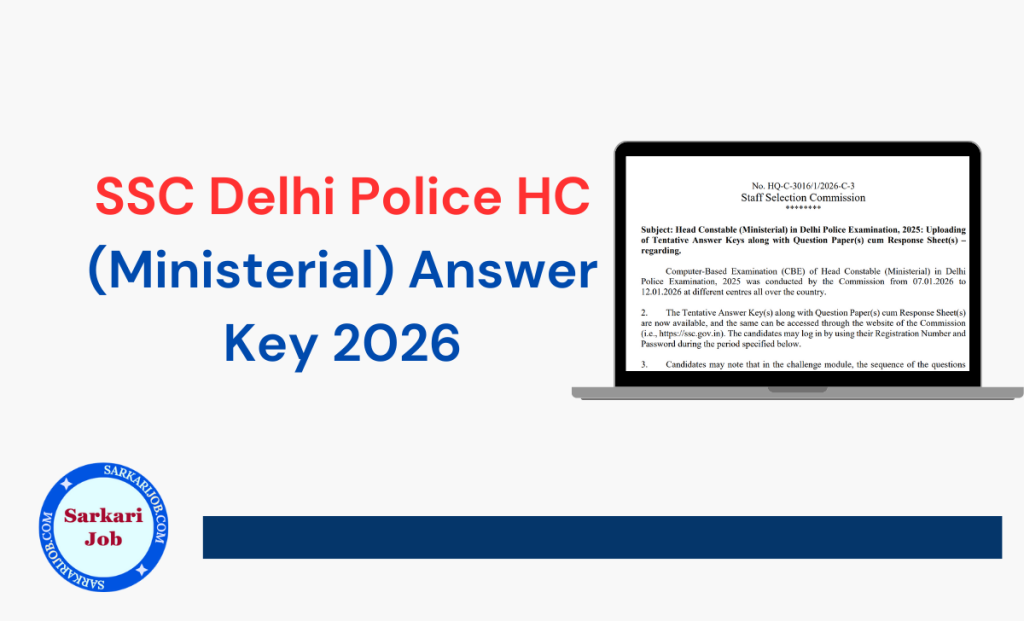 SSC Delhi Police HC (Ministerial) Result 2026 notification details