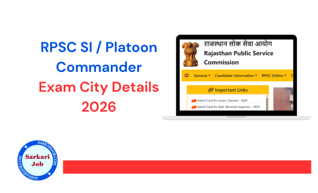RPSC SI / Platoon Commander Interview Lettter 2026 notification details