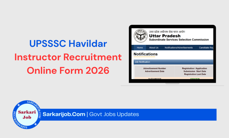 UPSSSC Havildar Instructor Recruitment Online Form 2026