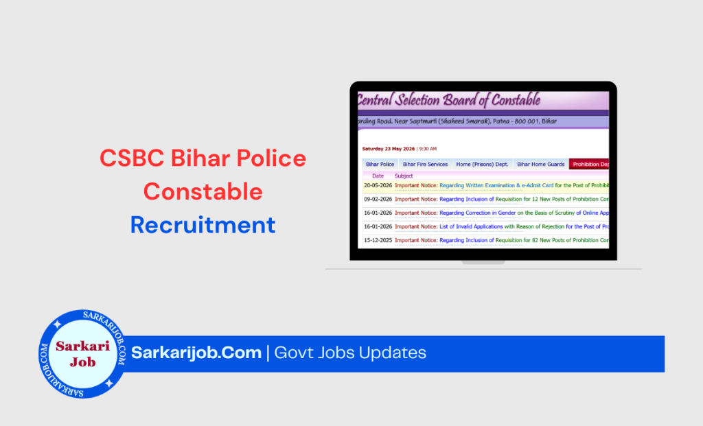 CSBC Bihar Police Constable Admit Card – Advt. No. 03/2025 notification details
