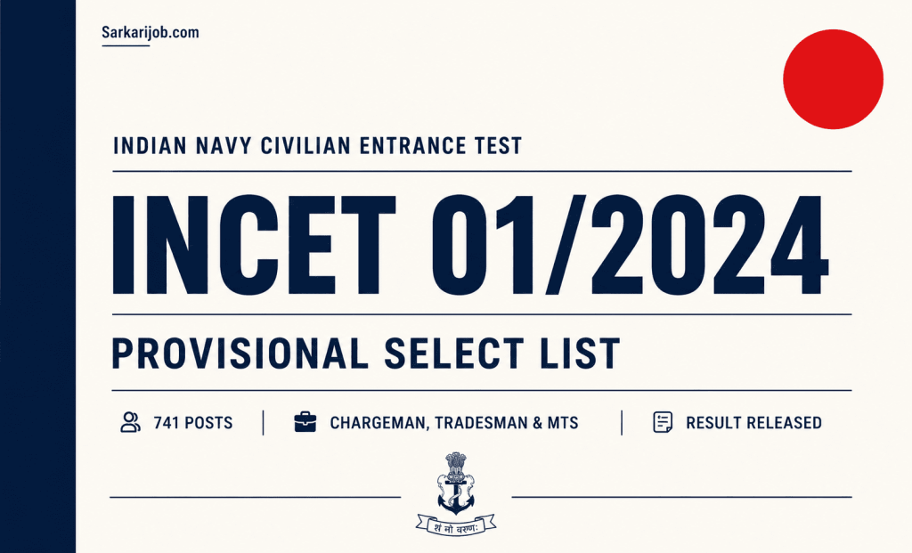 Indian Navy INCET 01/2024 Result 2026 notification details