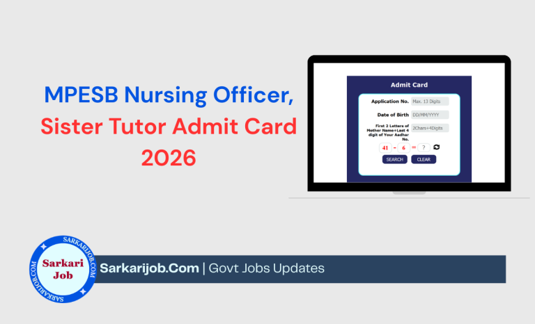MPESB Nursing Officer, Sister Tutor Answer Key 2026