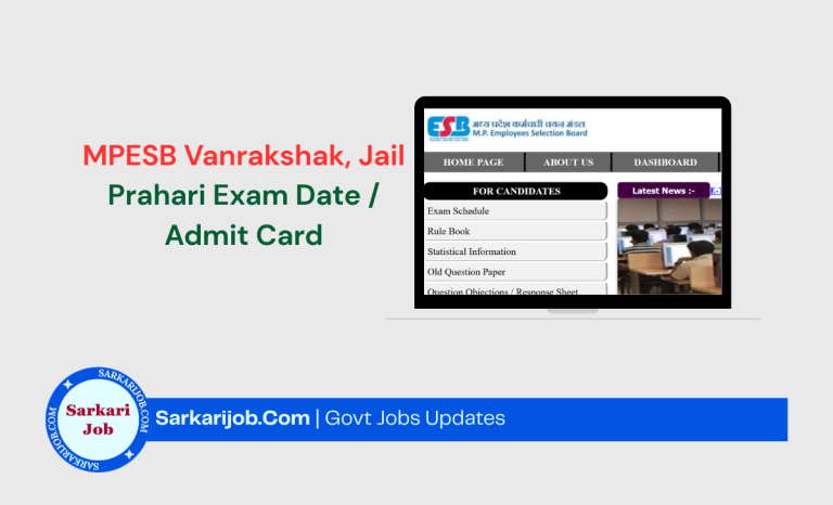 MPESB Vanrakshak, Jail Prahari Result 2026