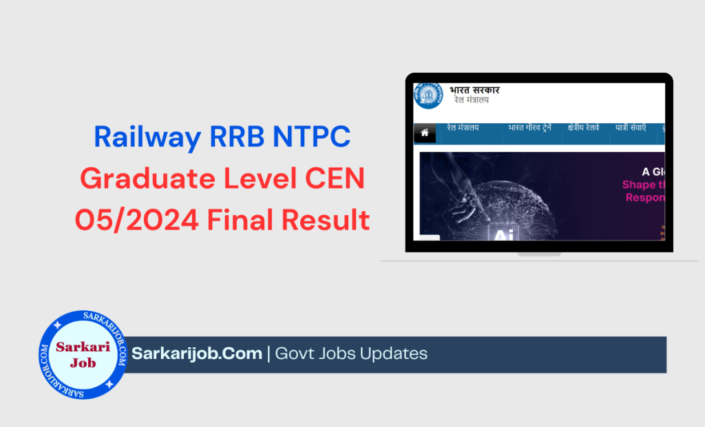 RRB NTPC Graduate Level CEN 05/2024 Final Result 2026 notification details