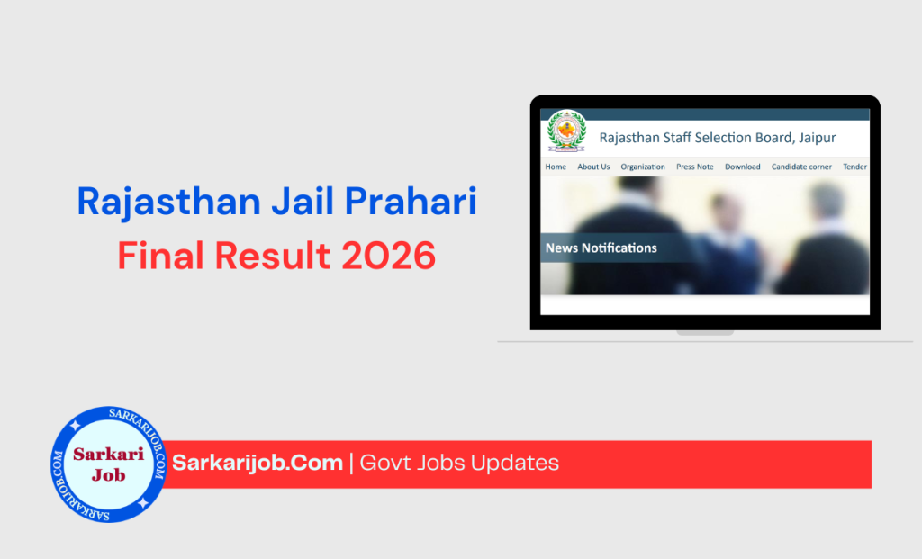 Rajasthan Jail Prahari Final Result 2026 notification details