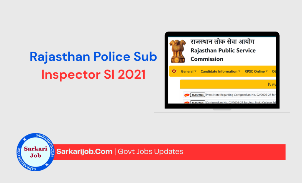 Rajasthan Police Sub Inspector SI 2021 RE Exam Admit Card notification details