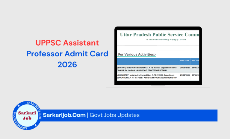 UPPSC Assistant Professor Recruitment GDC Mains Admit Card 2026