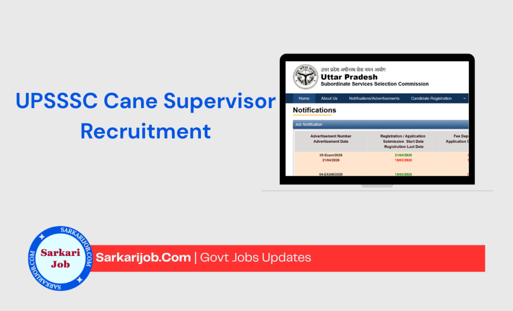 UPSSSC Cane Supervisor Recruitment 2026 notification details