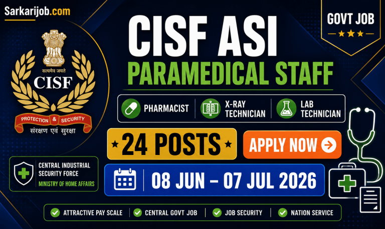 CISF ASI Paramedical Staff Recruitment 2026