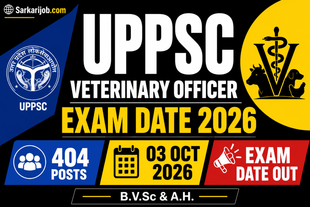 UPPSC Veterinary Officer Exam Date 2026 notification details