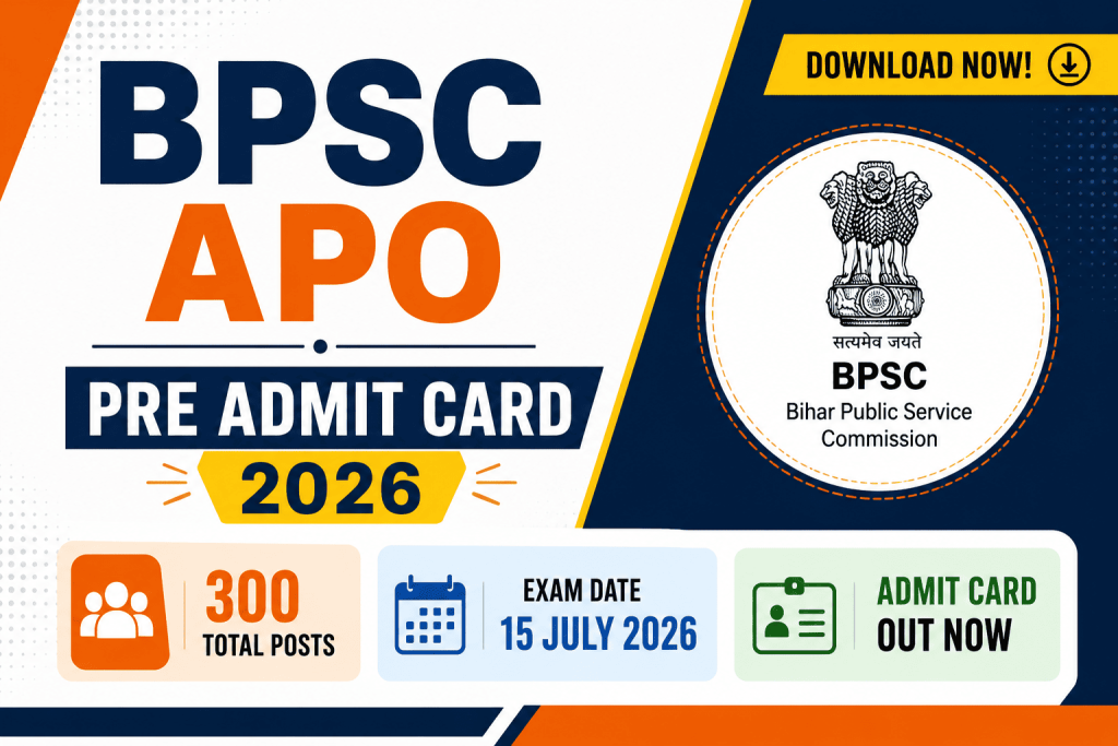BPSC Prosecution Officer APO Pre Admit Card 2026 notification details