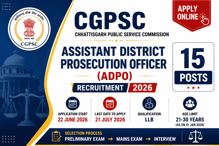 CGPSC Assistant District Prosecution Officer ADPO Recruitment 2026
