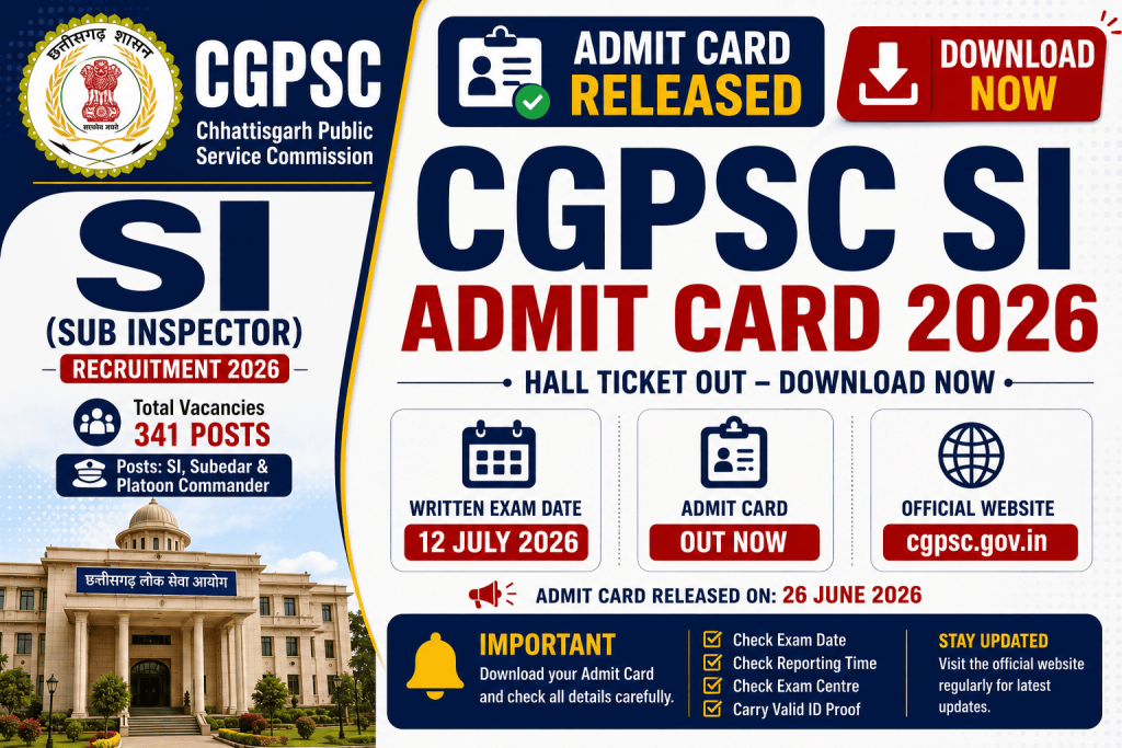 CGPSC Chhattisgarh Police Sub Inspector SI Admit Card 2024 notification details
